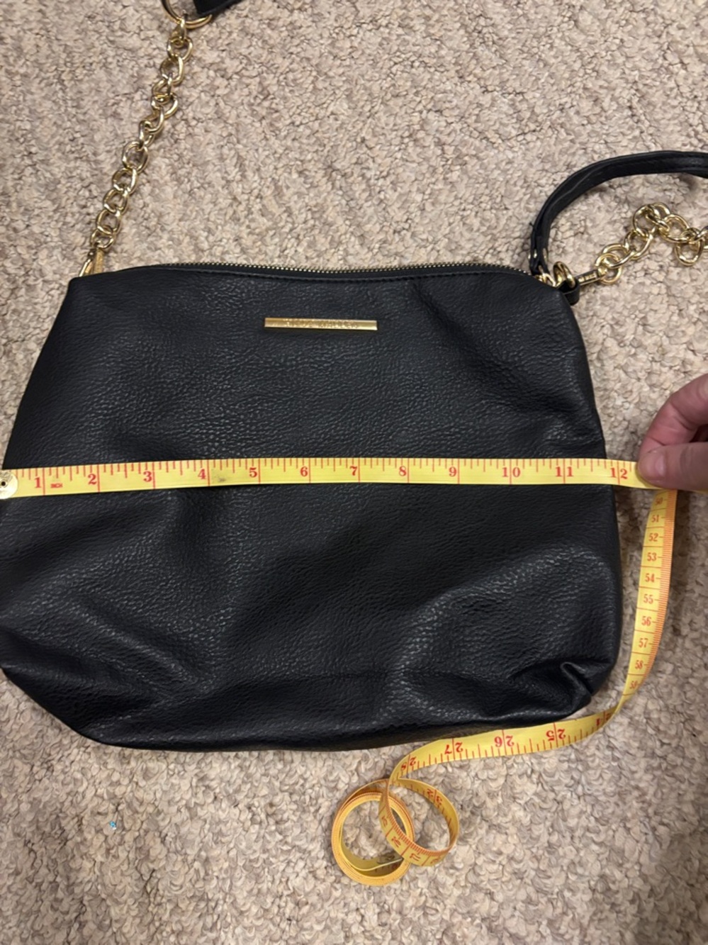 Steve Madden Black Bag with Gold Chain Accent